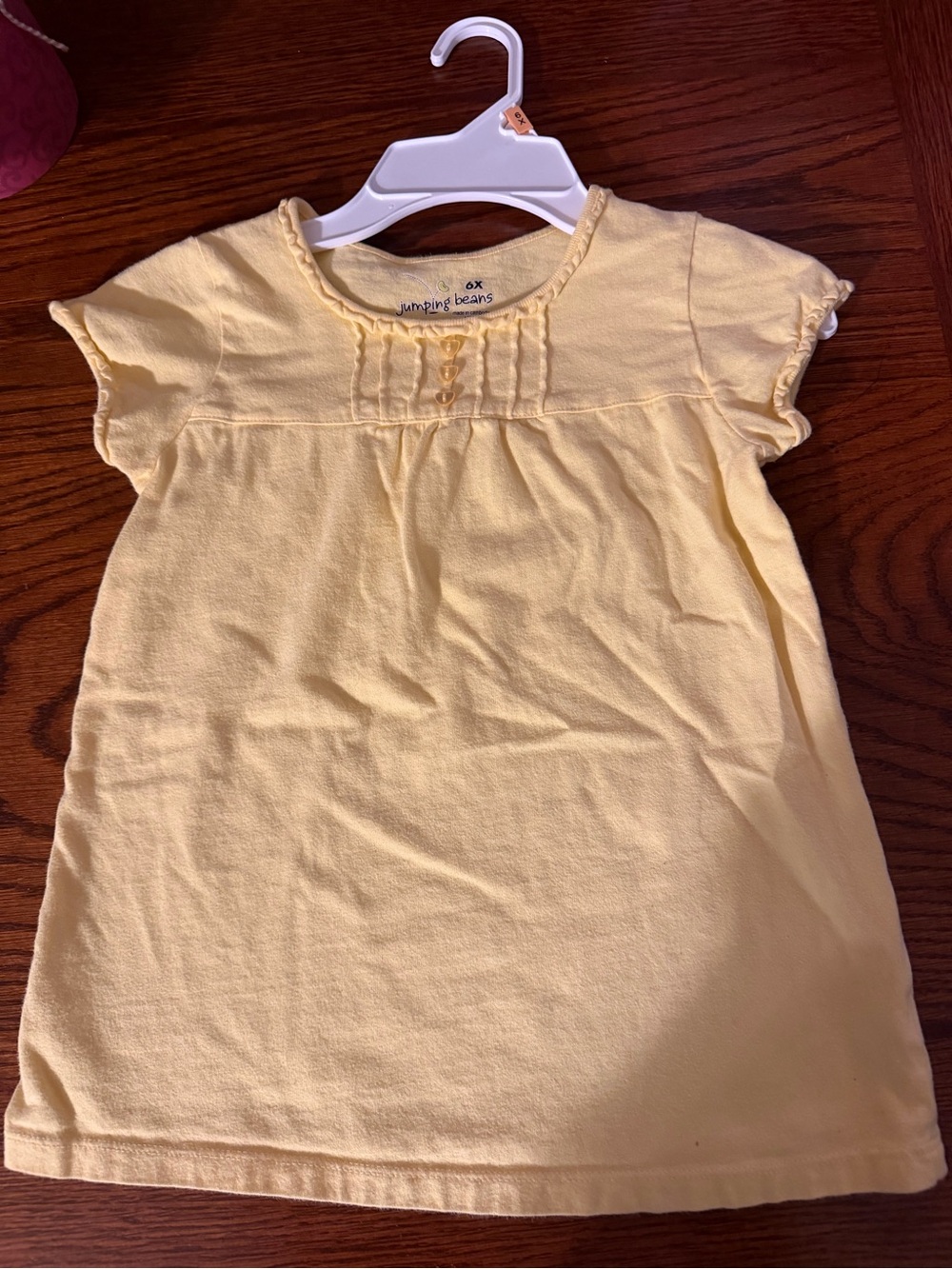 jumping beans Pale Yellow Short Sleeve Pintuck Top